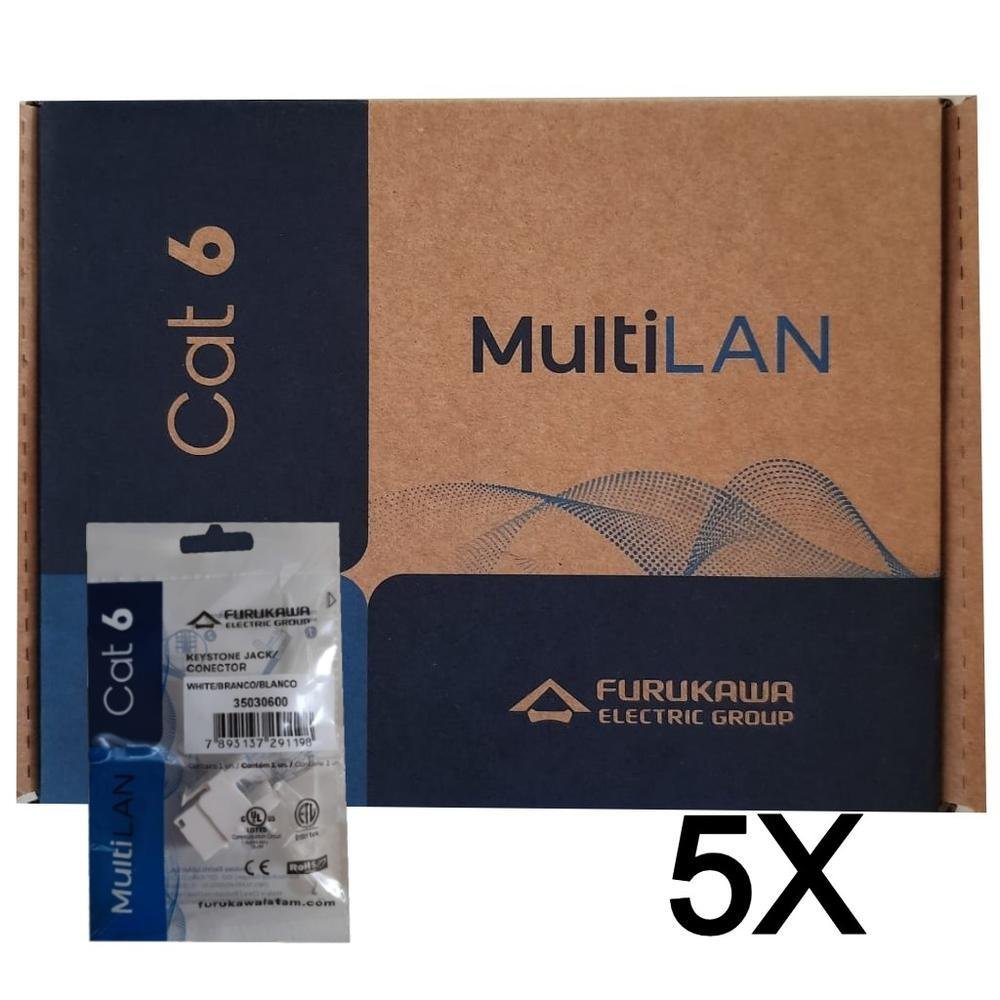 Imagem 4 de 4 do produto 5x Conector Keystone C6 Fêmea Furukawa Multilan Rj45 Tomada