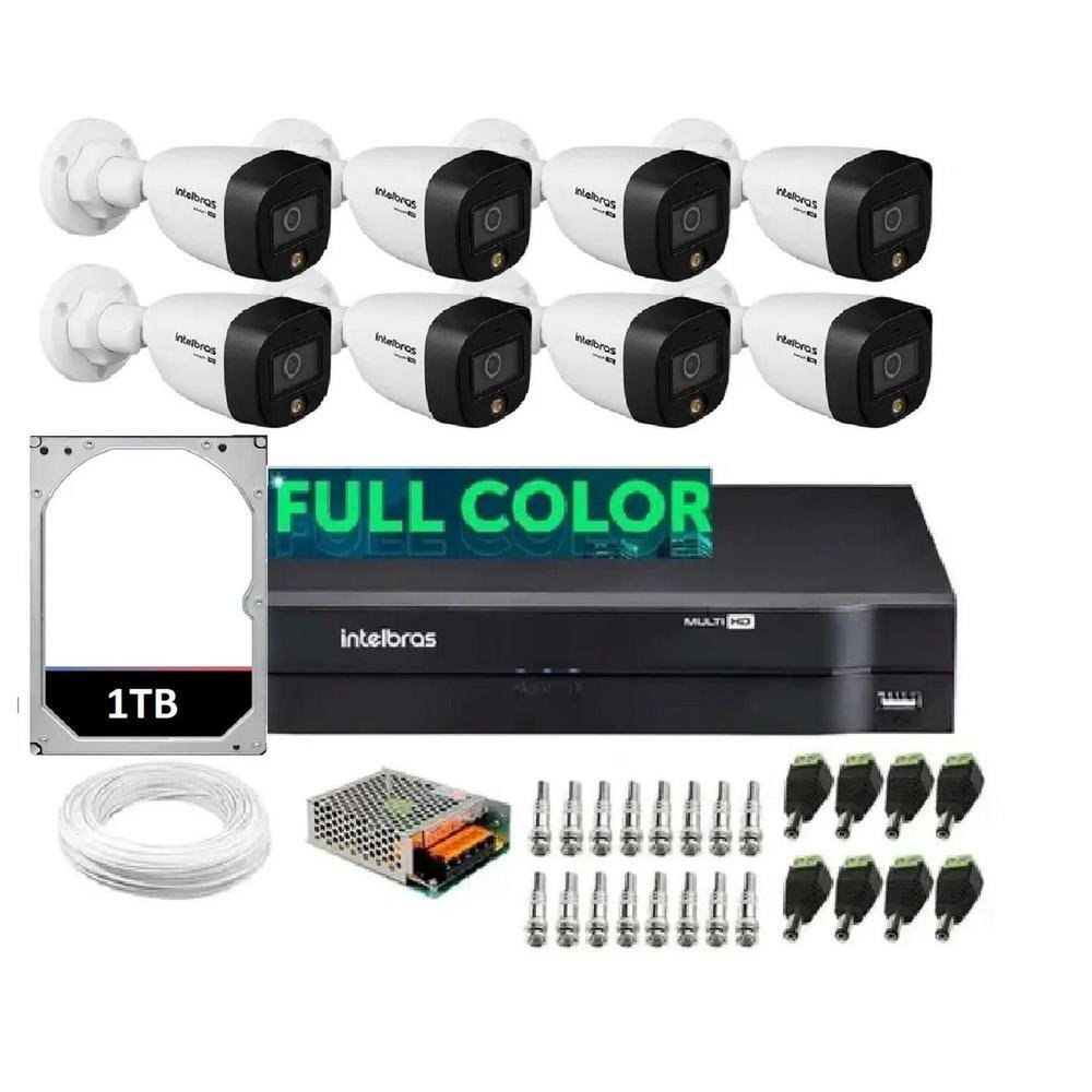 Imagem 1 de 1 do produto Kit 8 Câmeras Intelbras 1220 Full Color Dvr 8 Ch C/ Hd 1tb