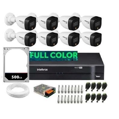 Kit 8 Câmeras Intelbras 1220 Full Color Dvr 8 Ch C/ Hd 500Gb