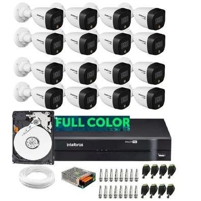 Kit 16 Câmeras Intelbras 1220b Full Color Dvr 16 Canais Com Hd Completo