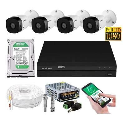 Kit 4 Camera De Seguranca, Intelbras 2mp 1220b Dvr 4 Canais Multi Hd