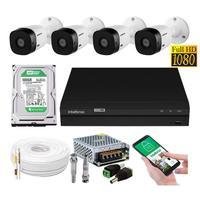Kit 4 Camera De Seguranca, Intelbras 2mp 1220b Dvr 4 Canais Multi Hd