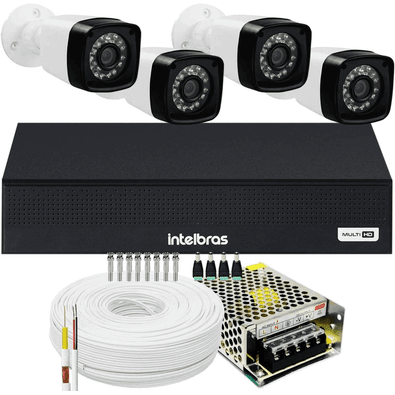 Kit 4 Cameras Segurança 1080p Full Hd Dvr Intelbras Mhdx 4ch S/hd