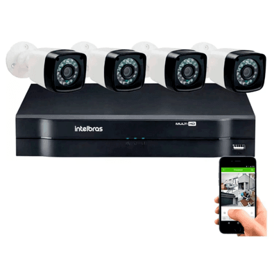 Kit 4 Cameras Segurança 1080p Full Hd Dvr Intelbras 4ch S/hd