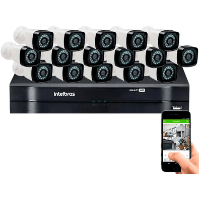 Kit Cftv 16 Cameras Segurança  Hd Dvr Intelbras Mhdx 1116 S/ Hd