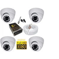 Kit 4 Câmeras Dome Infra Vermelho Full Hd Com Acessórios