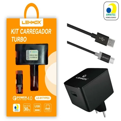 Carregador Turbo Power 4.0 Quick Charge, 30w, USB Tipo C - Lehmox — foto 2