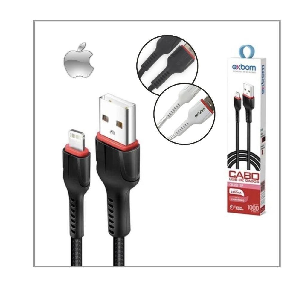 Imagem 4 de 4 do produto Cabo de Dados Exbom Carregamento Lightning, Compatível Iphone, 1m