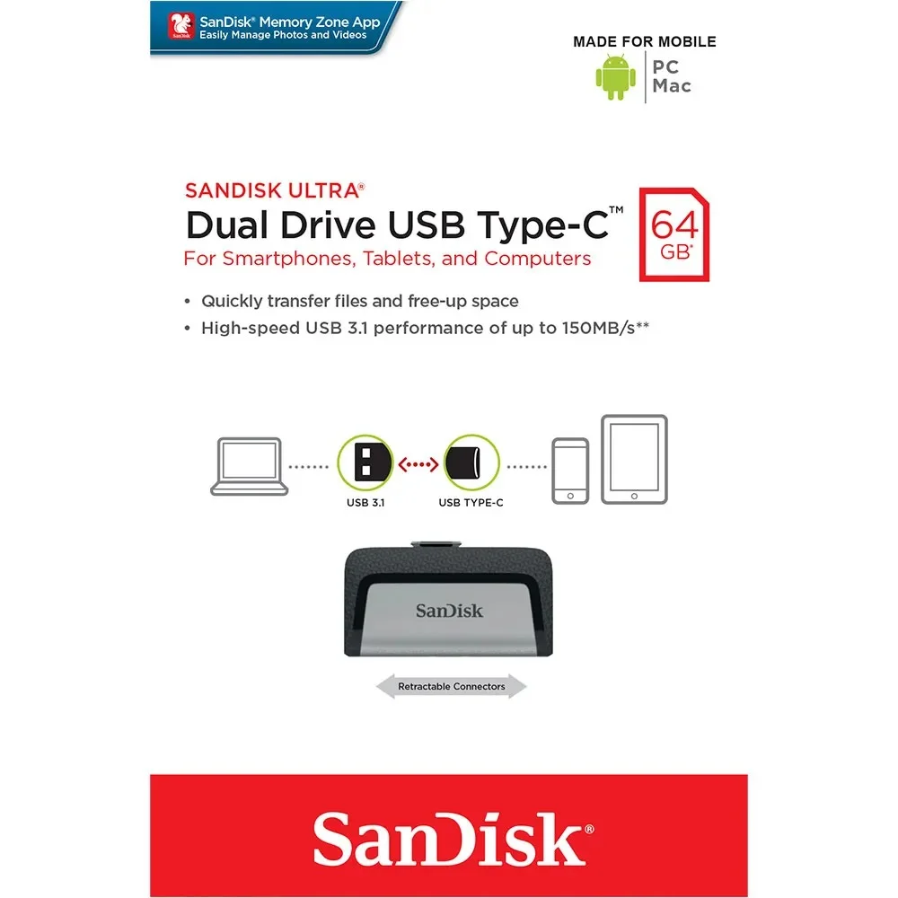 Imagem 4 de 5 do produto Pen Drive Sandisk Ultra Dual Drive, 128GB, USB-C - Sdddc2-128g-G46