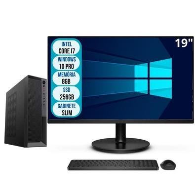 Computador Completo 3green Office Slim, Intel Core I7, 8GB, SSD 256GB, Wi-Fi, Windows 10 Pro + Monitor 19 Polegadas - 3go-031