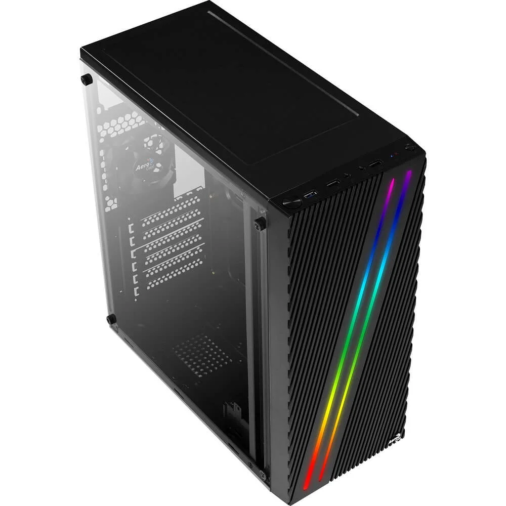 Imagem 2 de 5 do produto Gabinete Gamer Aerocool Streak V1 Frontal, Mid Tower, RGB, Lateral Acrílico - 78121