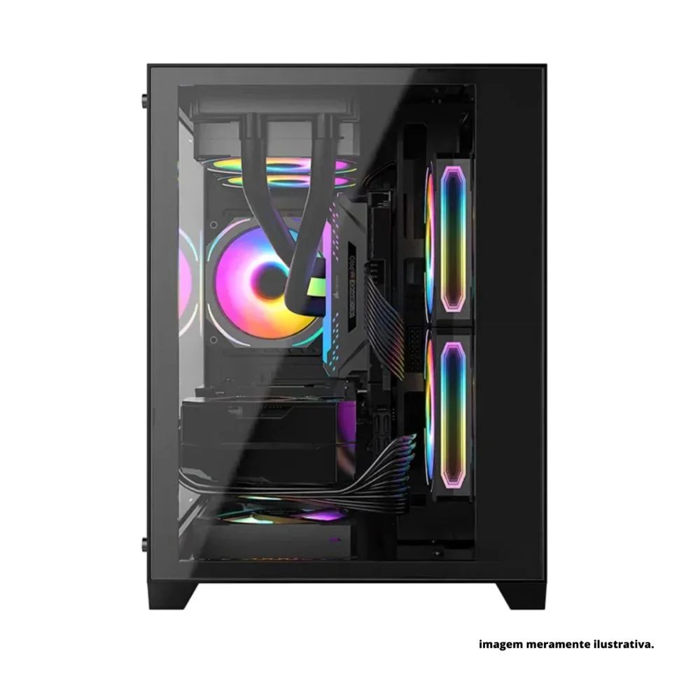 Imagem 2 de 5 do produto Gabinete Gamer Bpc-345b, Lateral E Frontal Em Vidro, USB 3.0, 4 Coolers Inclusos, Preto