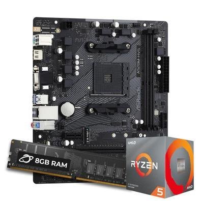 Kit Upgrade Processador AMD Ryzen 5 5500 + Placa Mãe Asrock A520m-hvs + Memória 8GB DDR4 (1x8GB)