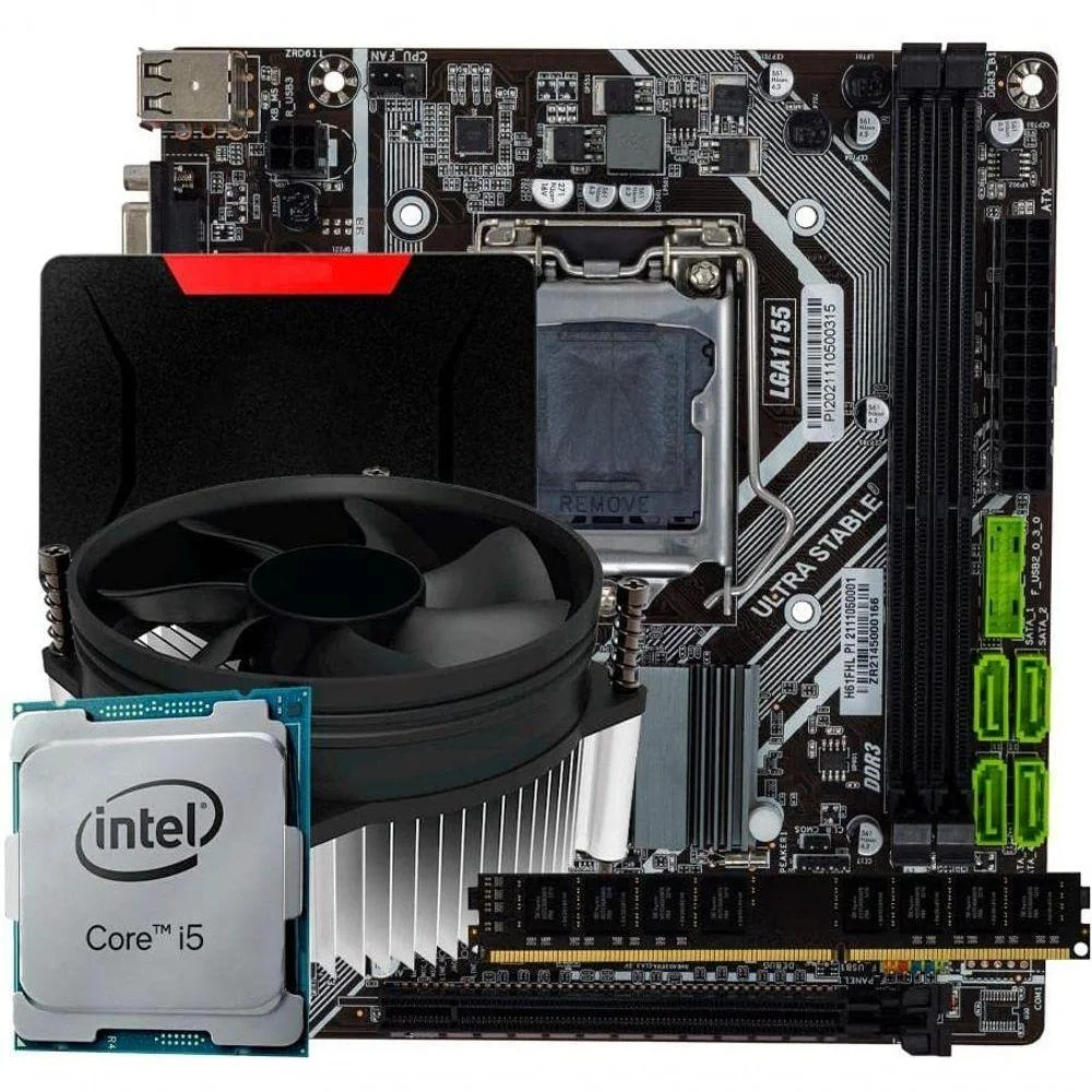 Kit Upgrade Intel I5 Terceira + Placa Mãe H61 + RAM 8GB DDR3 + SSD 120GB