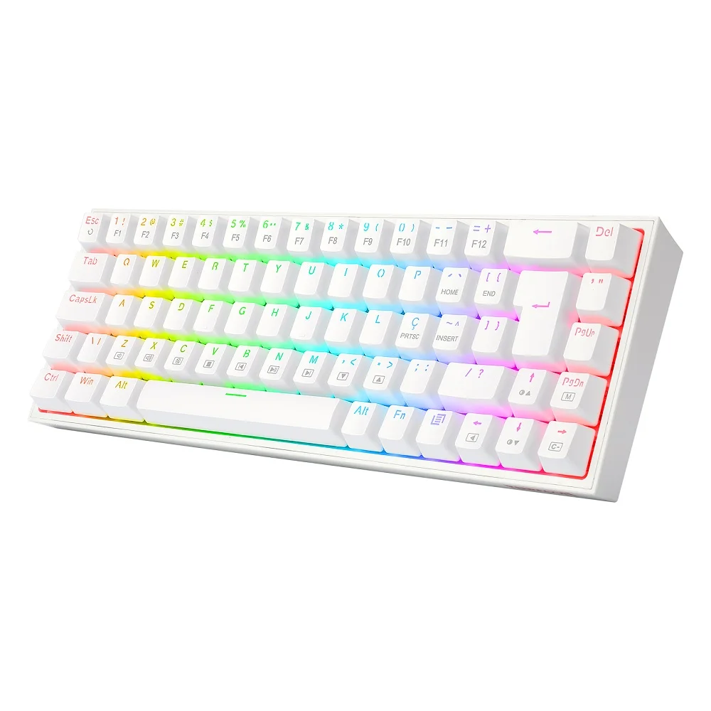 Teclado Mecânico Gamer Redragon Castor RGB, Switch Marrom, ABNT2 - K631w-Rgb
