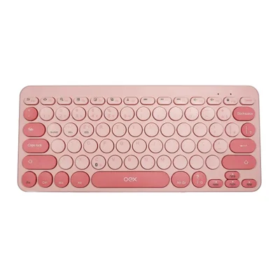 Teclado Oex,Bluetooth Retrô Rosa, ABNT2, Tc510