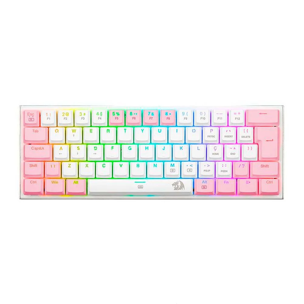 Teclado Redragon, Anivia, Mecânico, Branco Com Rosa, Switch Brown, Abnt-2, K614wp-RGB Teclado Redragon, Anivia, Mecânico, Branco Com Rosa, Switch Brown, Abnt-2, K614wp-RGB