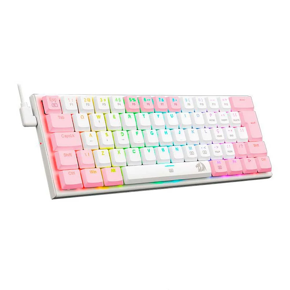 Teclado Redragon, Anivia, Mecânico, Branco Com Rosa, Switch Brown, Abnt-2, K614wp-RGB Teclado Redragon, Anivia, Mecânico, Branco Com Rosa, Switch Brown, Abnt-2, K614wp-RGB