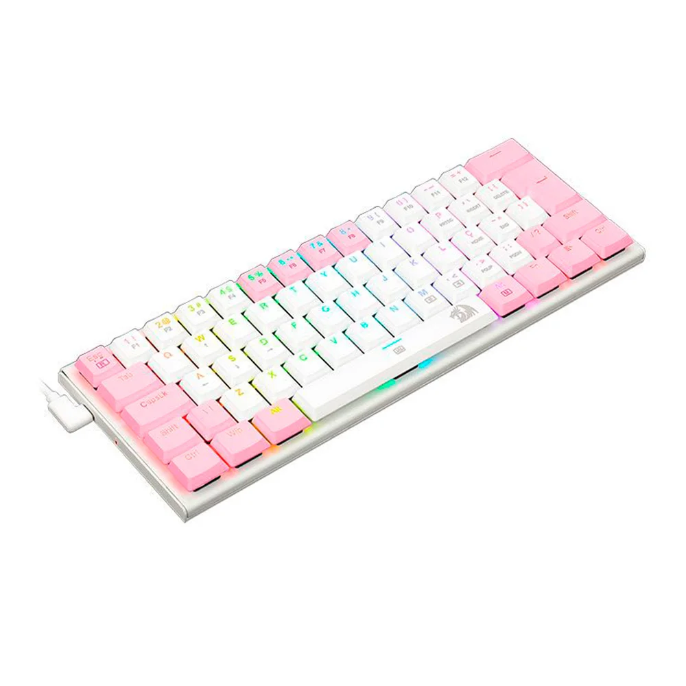 Teclado Redragon, Anivia, Mecânico, Branco Com Rosa, Switch Brown, Abnt-2, K614wp-RGB Teclado Redragon, Anivia, Mecânico, Branco Com Rosa, Switch Brown, Abnt-2, K614wp-RGB