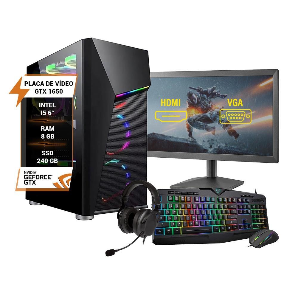 PC Gamer Completo Ghost I5 6º Gtx1650 8GB, Hd1tb, SSD240GB