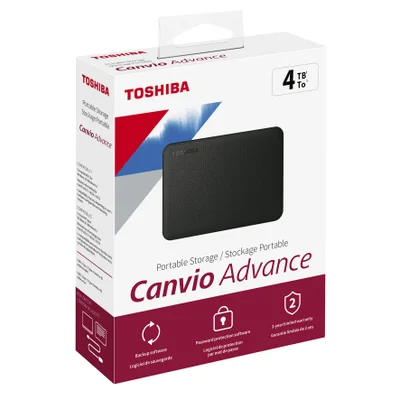 HD Externo Toshiba 4TB Canvio Advance Preto KaBuM