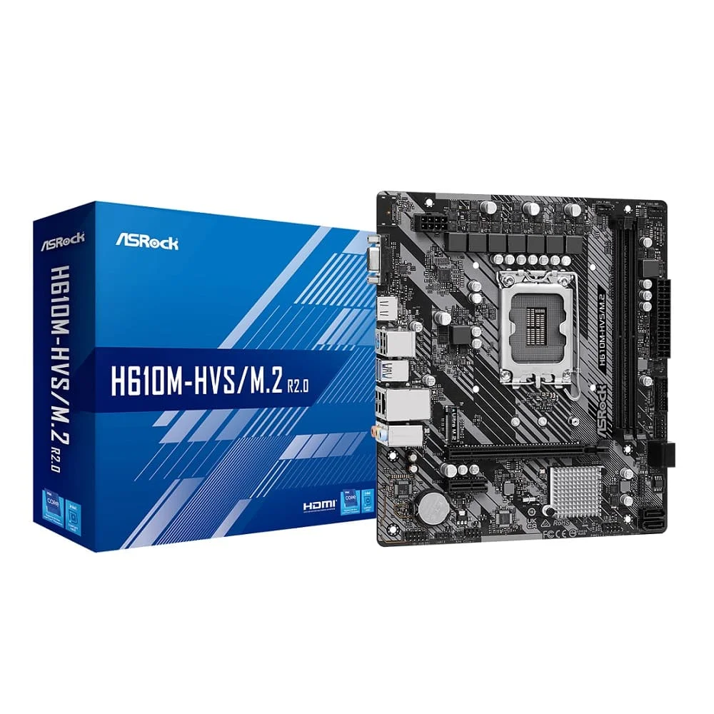 Placa-Mãe Asrock H610m, P/ Intel LGA 1700 (Intel 13ª E 12ª Geração), Matx, DDR4 - H610m-Hvs/M.2 R2.0