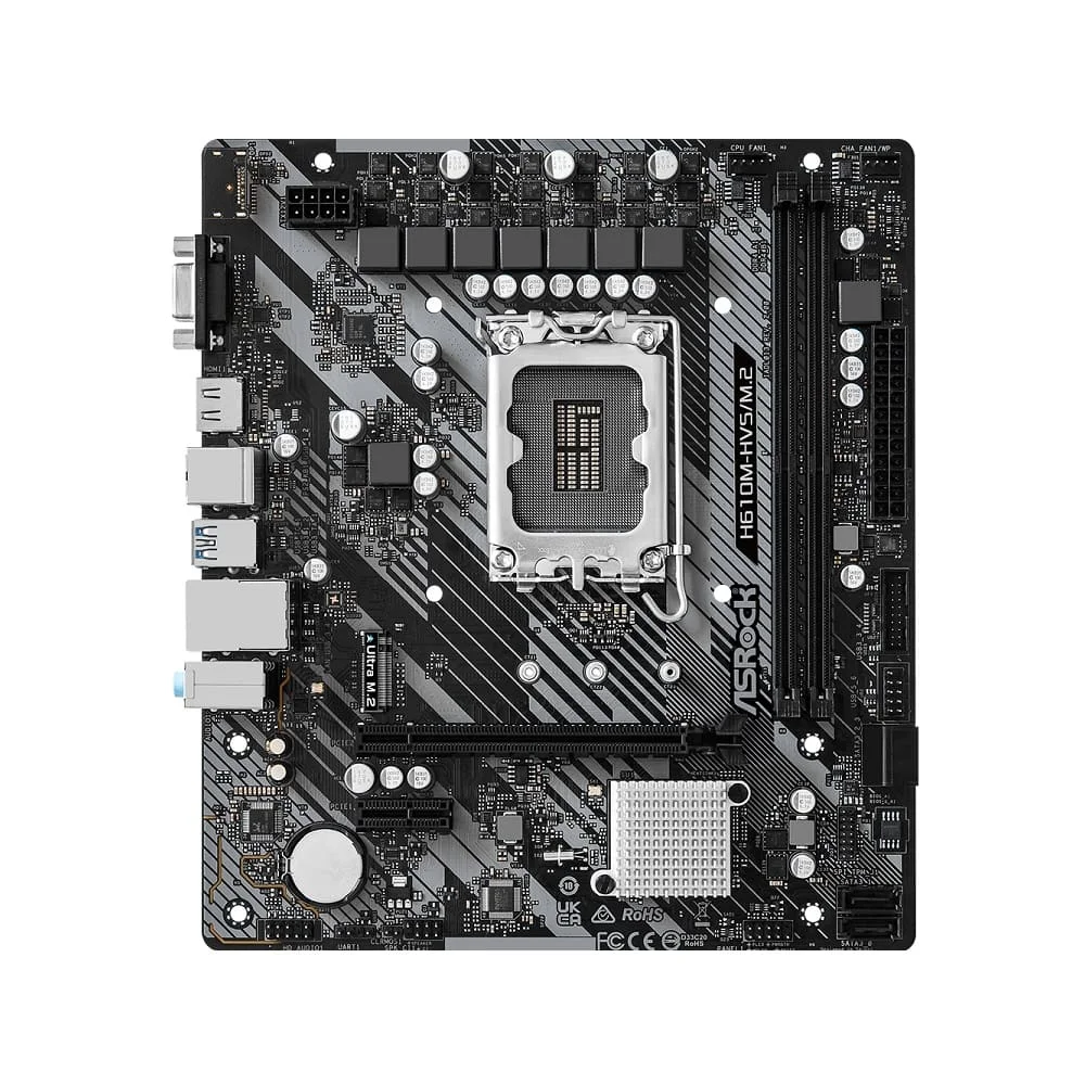 Imagem 2 de 5 do produto Placa-Mãe Asrock H610m, P/ Intel LGA 1700 (Intel 13ª E 12ª Geração), Matx, DDR4 - H610m-Hvs/M.2 R2.0