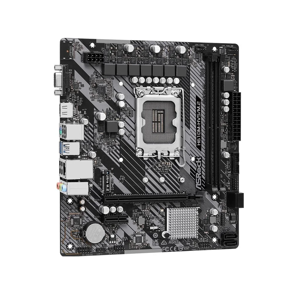 Imagem 3 de 5 do produto Placa-Mãe Asrock H610m, P/ Intel LGA 1700 (Intel 13ª E 12ª Geração), Matx, DDR4 - H610m-Hvs/M.2 R2.0