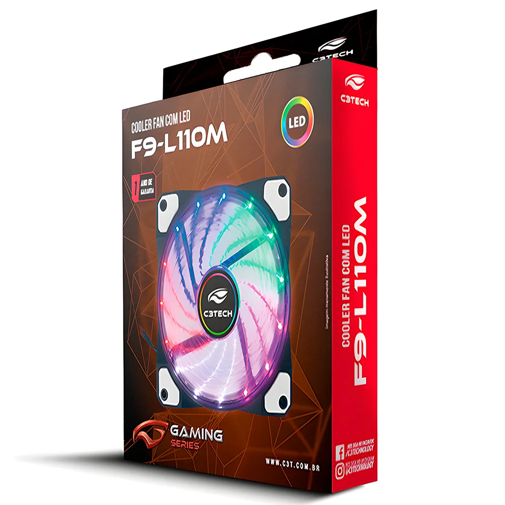 Cooler Fan  C3tech,Com Led 120mm, F9-l110m, Multicores Gaming 6