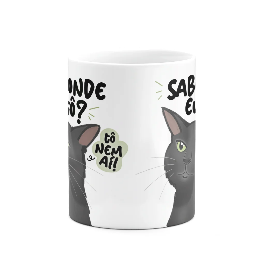 Imagem 2 de 3 do produto Caneca Divertida Meme Gato - Sabe Onde Eu Tô?