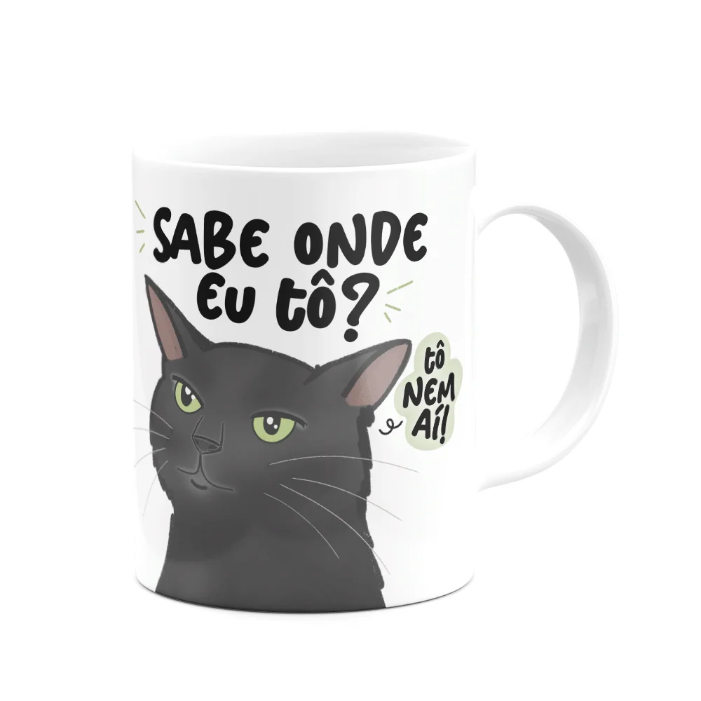 Imagem 3 de 3 do produto Caneca Divertida Meme Gato - Sabe Onde Eu Tô?