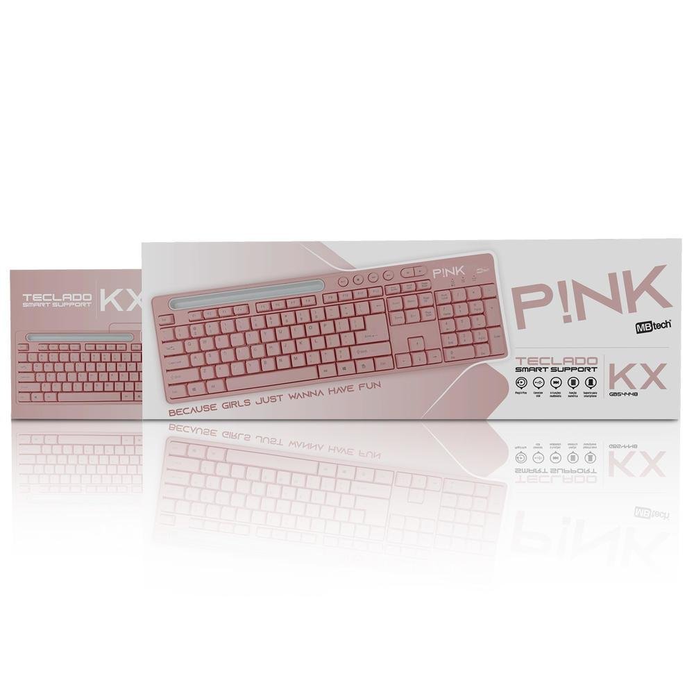 Imagem 4 de 5 do produto Teclado Mbtech Mb4448, Multimídia USB, Pink, Smart Support Kx