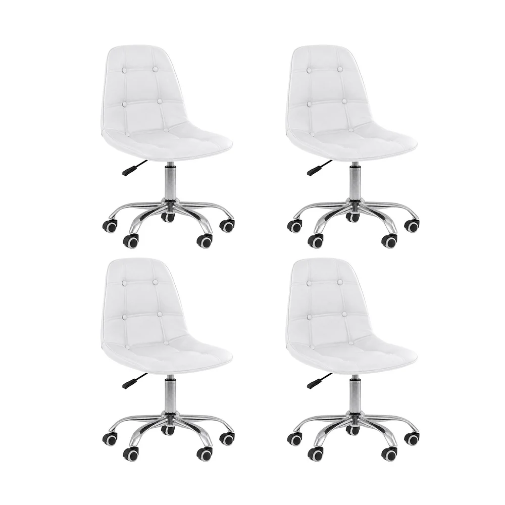 Imagem 4 de 5 do produto Kit 04 Cadeiras Office Eiffel Botonê, Ajustável, Base Giratória - Branco