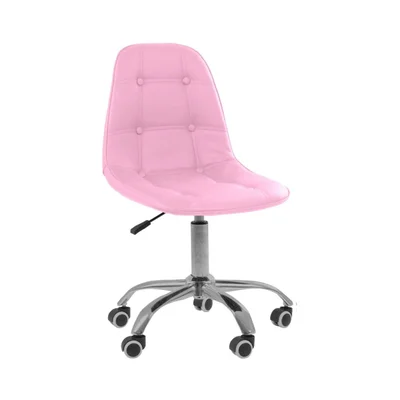 Kit 04 Cadeiras Office Eiffel Botonê, Ajustável, Base Giratória - Rosa