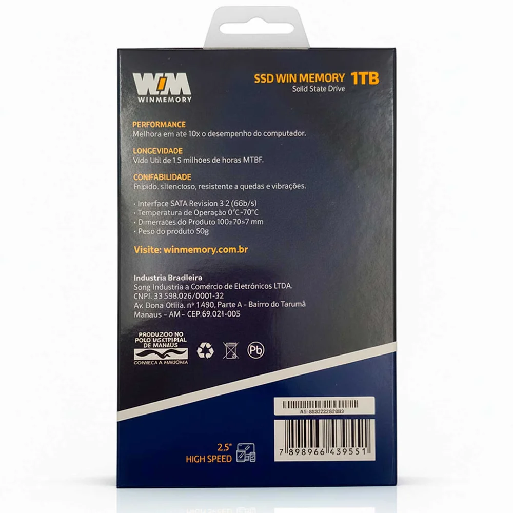 Imagem 4 de 5 do produto SSD Winmemory 1tb, Sata3 2.5 7mm - Swr001t