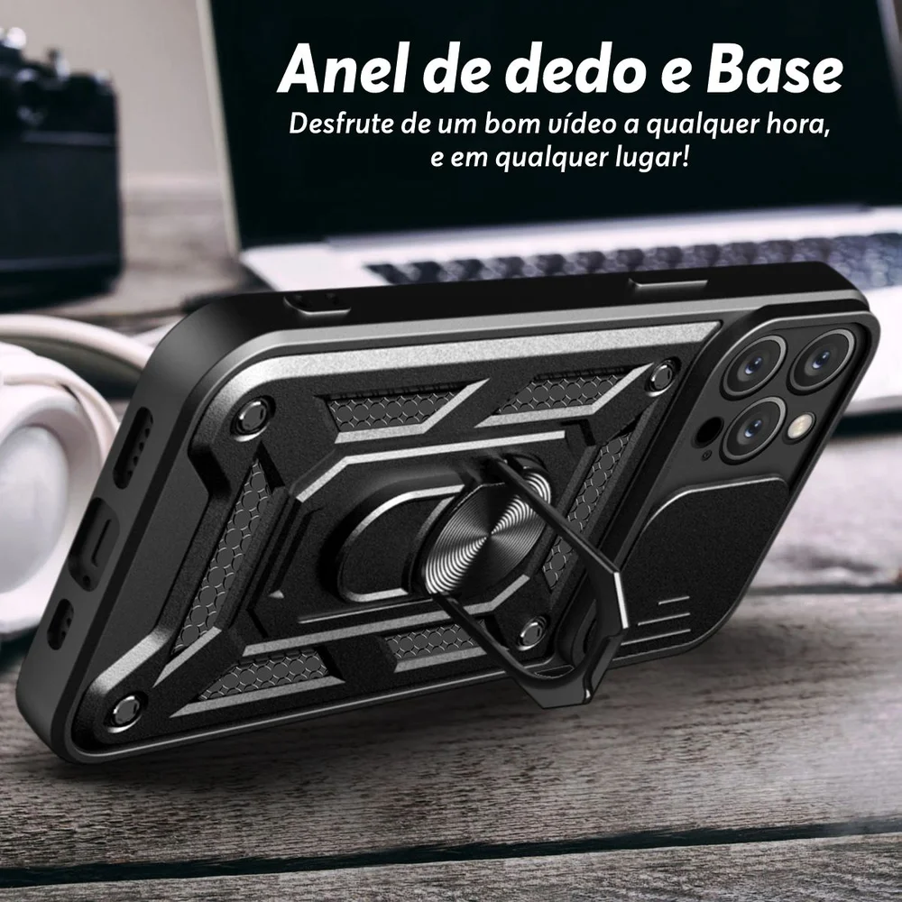 Imagem 4 de 5 do produto Capa Case Capinha Para Iphone 15 Pro Max, Protetora Resistente, Anti Impacto, Queda Armor Militar - Preto