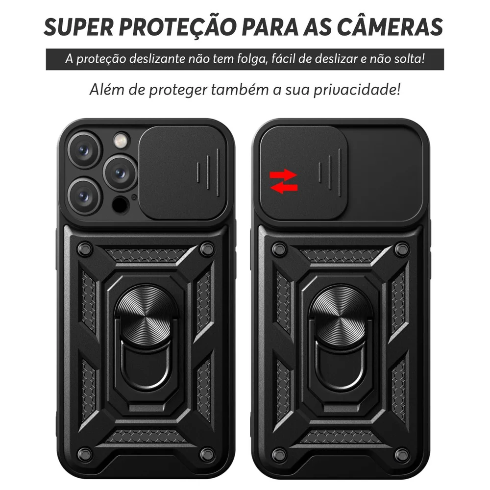 Imagem 5 de 5 do produto Capa Case Capinha Para Iphone 15 Pro Max, Protetora Resistente, Anti Impacto, Queda Armor Militar - Preto