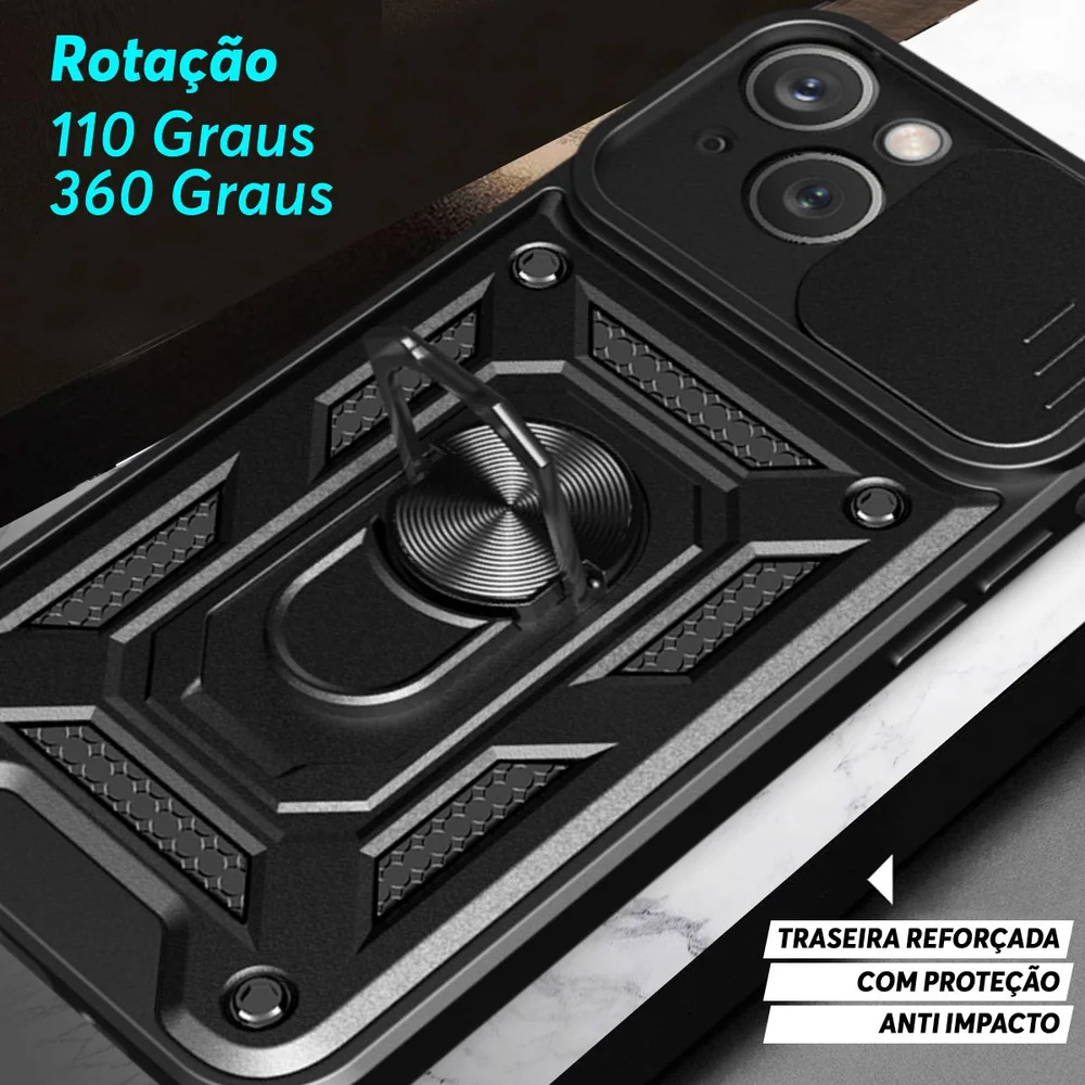Imagem 2 de 5 do produto Capa Case Capinha Para Iphone 15 Plus, Protetora Resistente, Anti Impacto, Queda Armor Militar - Preto