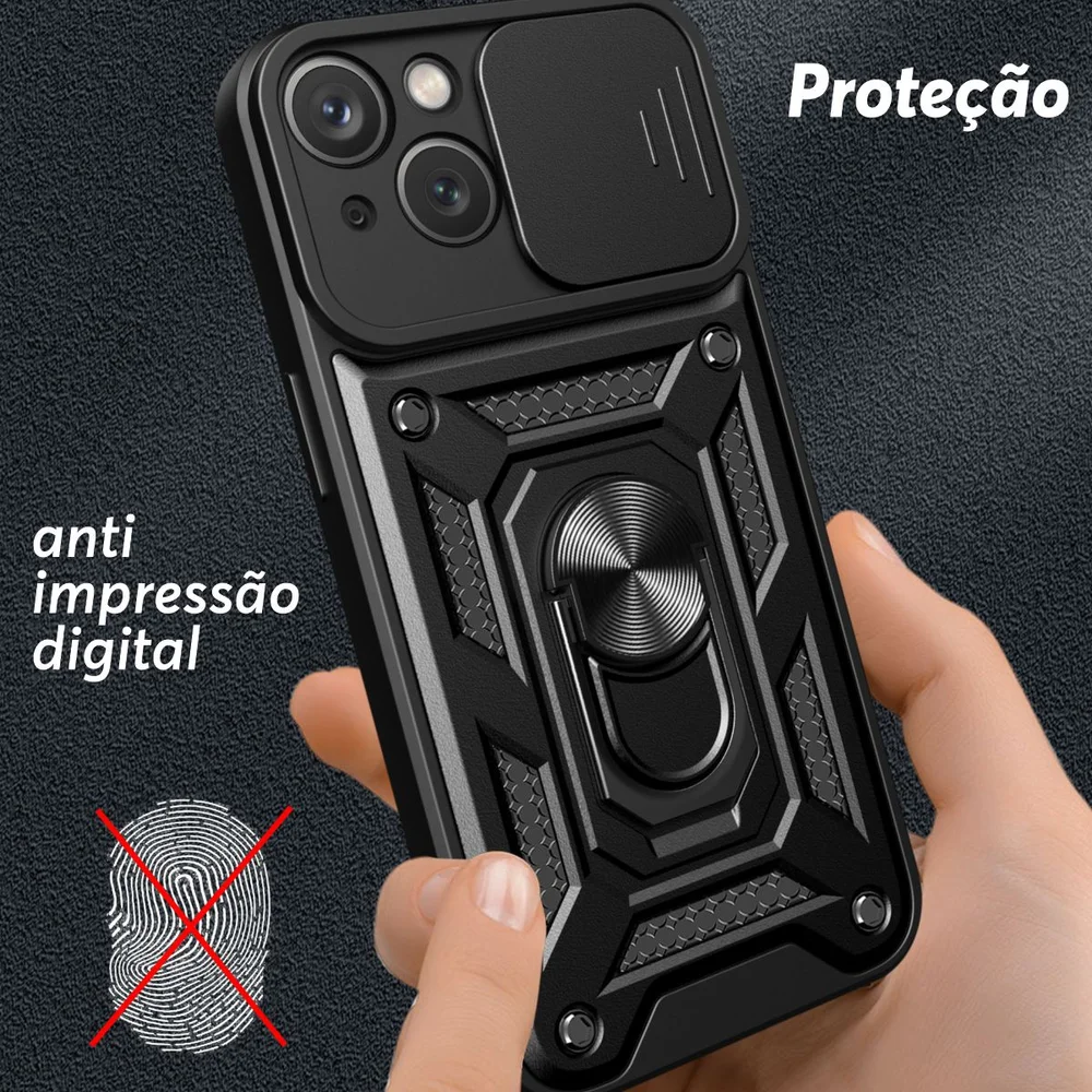 Imagem 4 de 5 do produto Capa Case Capinha Para Iphone 15 Plus, Protetora Resistente, Anti Impacto, Queda Armor Militar - Preto