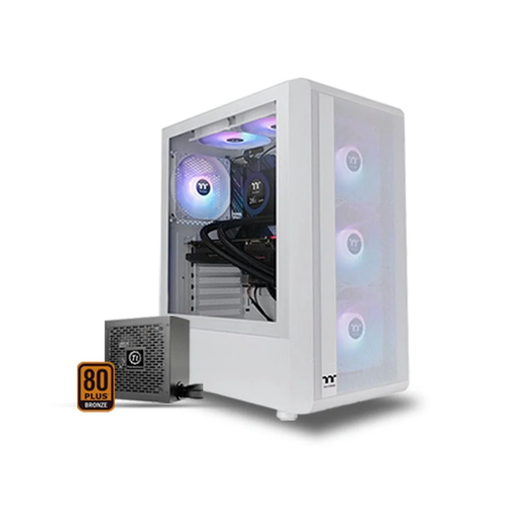 Gabinete Gamer Tt S200 TG, Mid Tower, Com Fonte 650W, ARGB, Branco Neve - Ca-3x2-65m6wz-00