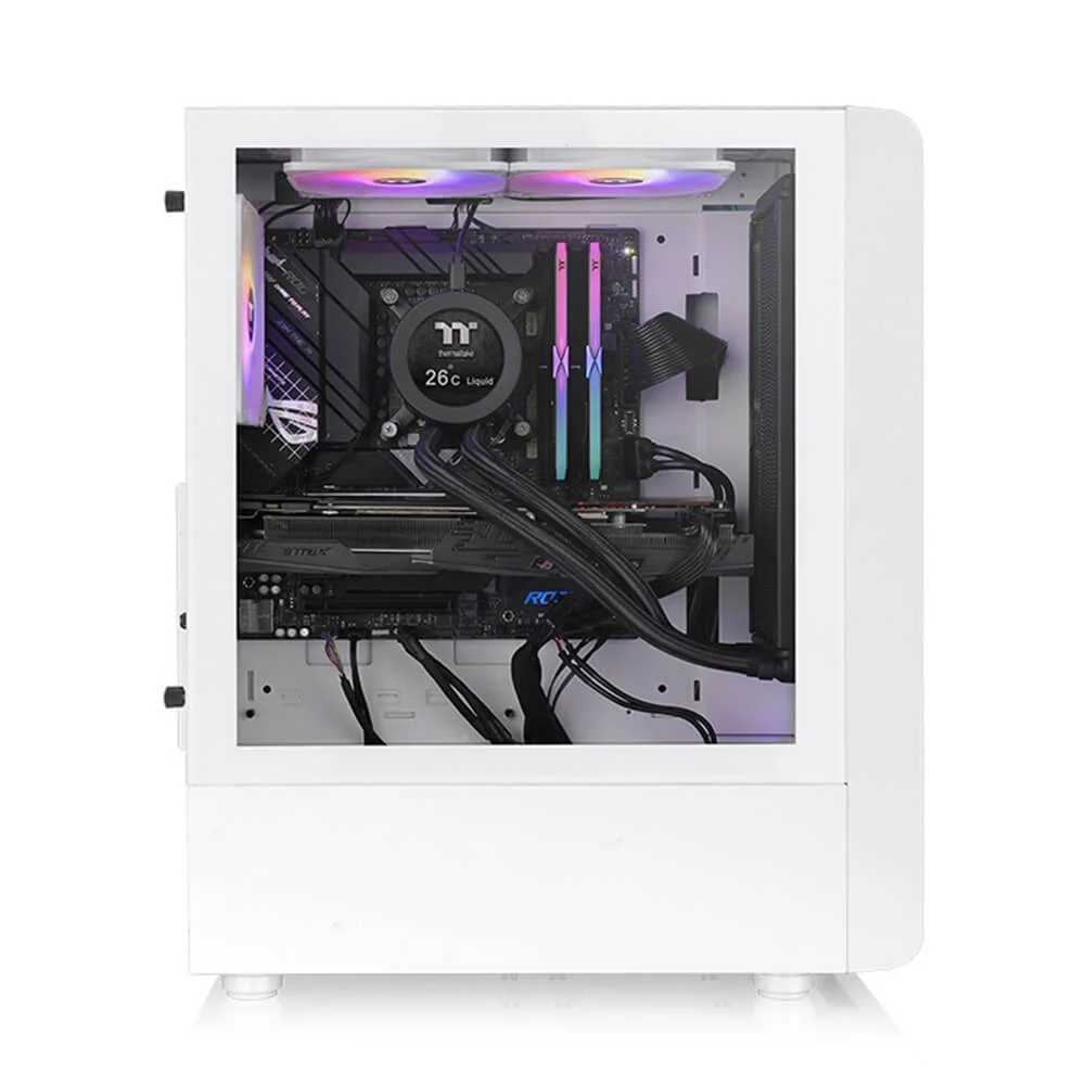 Imagem 4 de 5 do produto Gabinete Gamer Tt S200 TG, Mid Tower, Com Fonte 650W, ARGB, Branco Neve - Ca-3x2-65m6wz-00