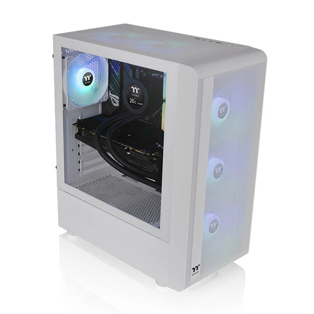 Imagem 5 de 5 do produto Gabinete Gamer Tt S200 TG, Mid Tower, Com Fonte 650W, ARGB, Branco Neve - Ca-3x2-65m6wz-00