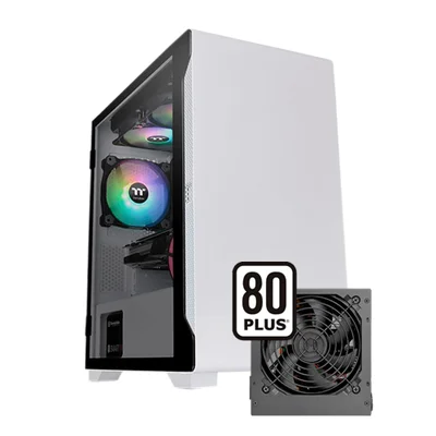 Gabinete Tt S100 TG, Mini Tower, Com Fonte 600W, Lateral Vidro, Branco Neve - Ca-3q9-60s6wz-00