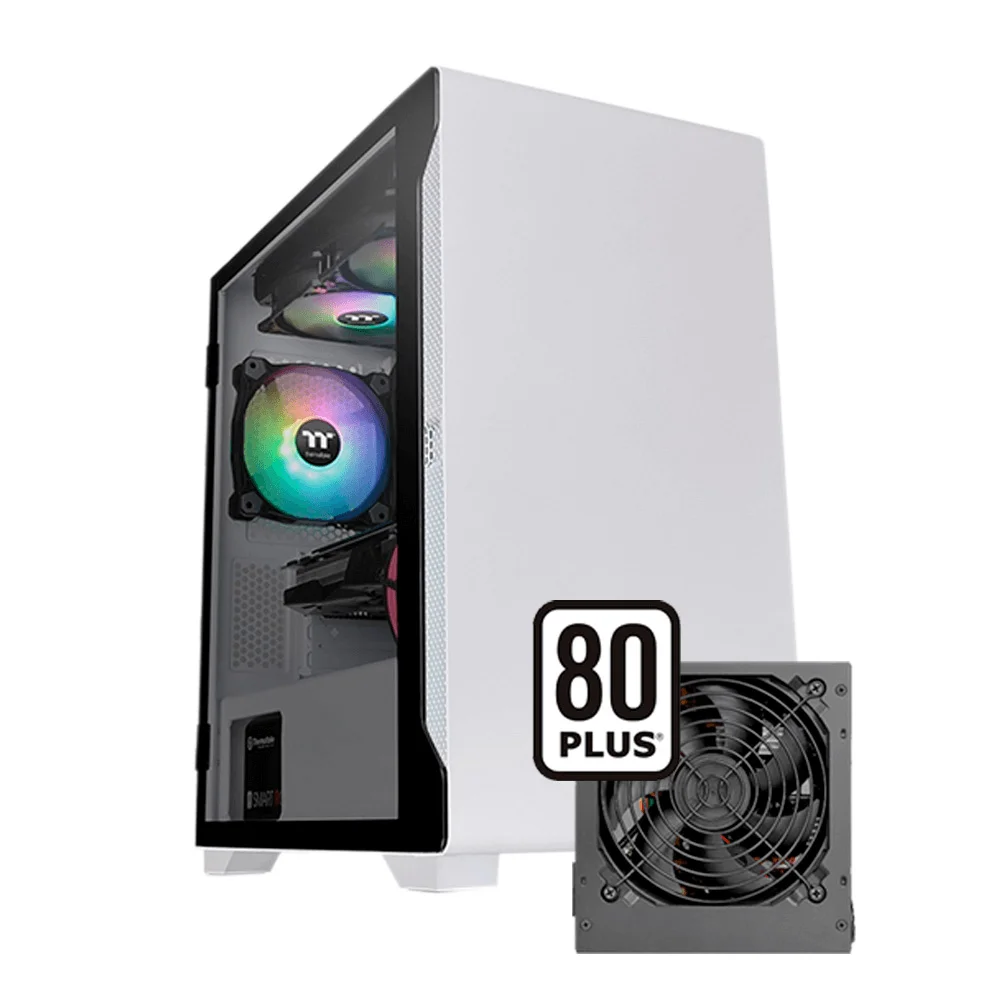 Gabinete Tt S100 TG, Mini Tower, Com Fonte 600W, Lateral Vidro, Branco Neve - Ca-3q9-60s6wz-00