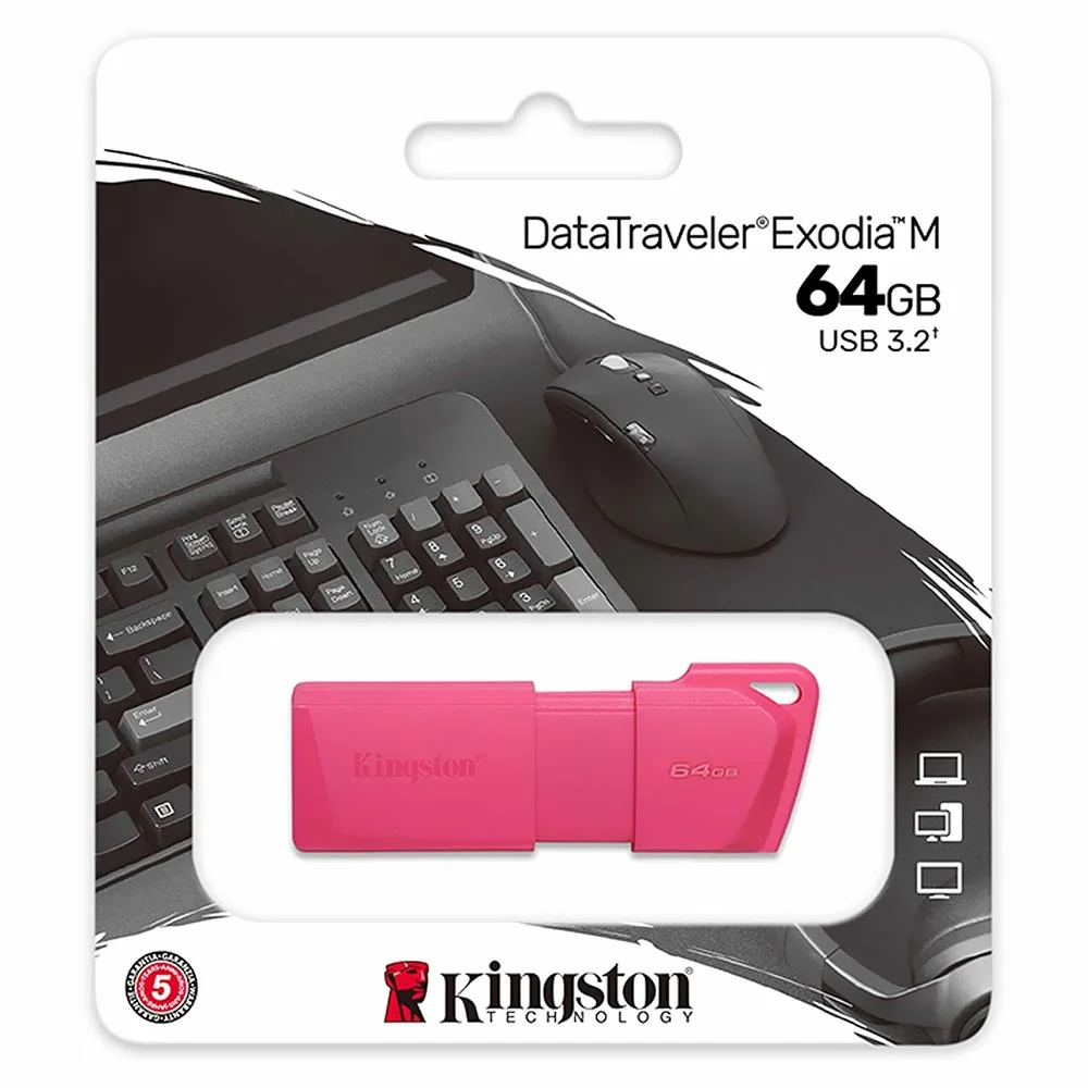 Imagem 3 de 3 do produto Pen Drive Kingston 64GB, Datatraveler Exodia M Kc-u2l64-7ln - Rosa