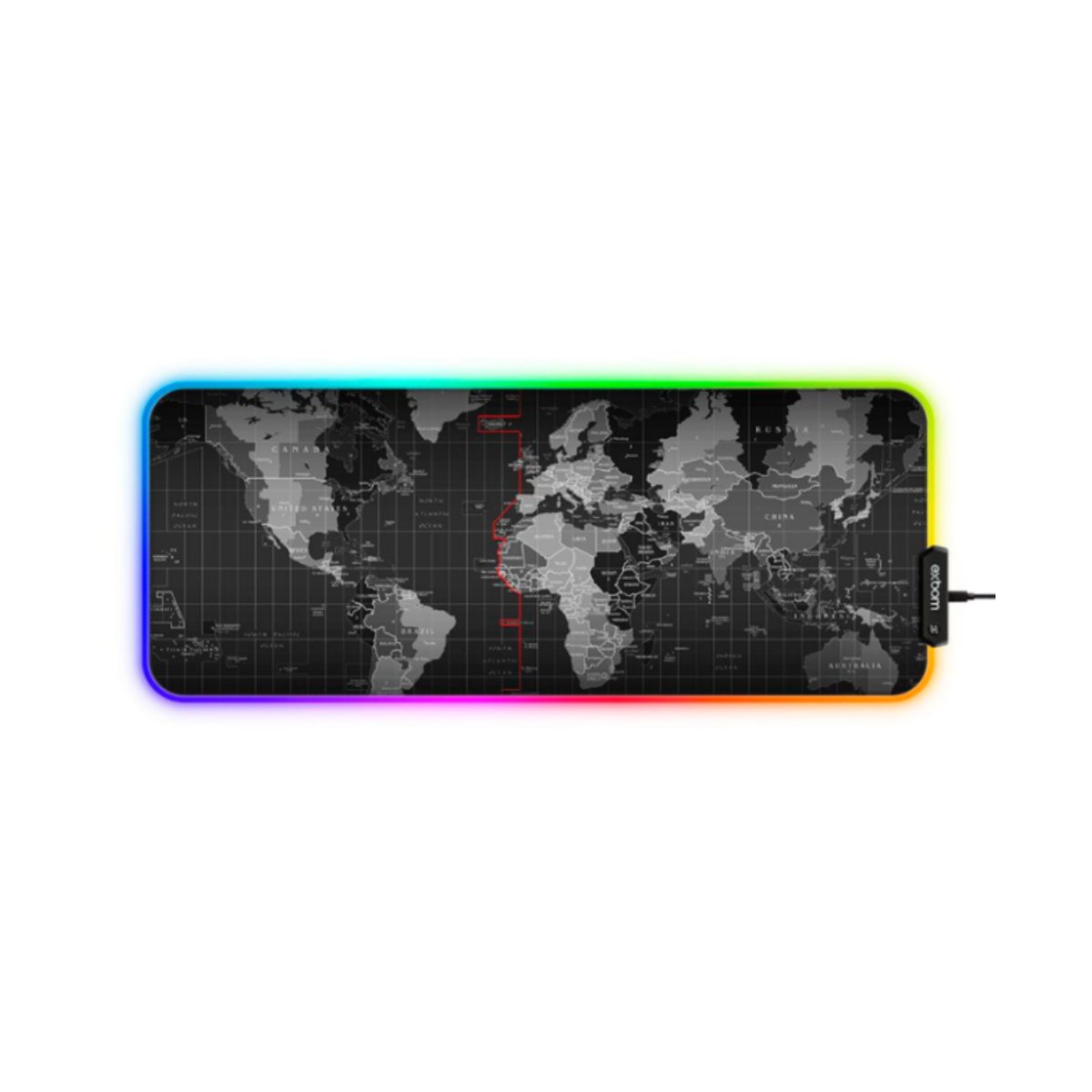 Mousepad Gamer Grande Com Led RGB, 11 Cores, 80x30cm,Mapa Mundi