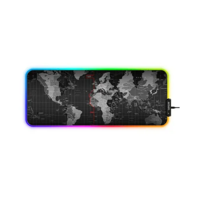 Mousepad Gamer Grande Com Led RGB, 11 Cores, 80x30cm,Mapa Mundi