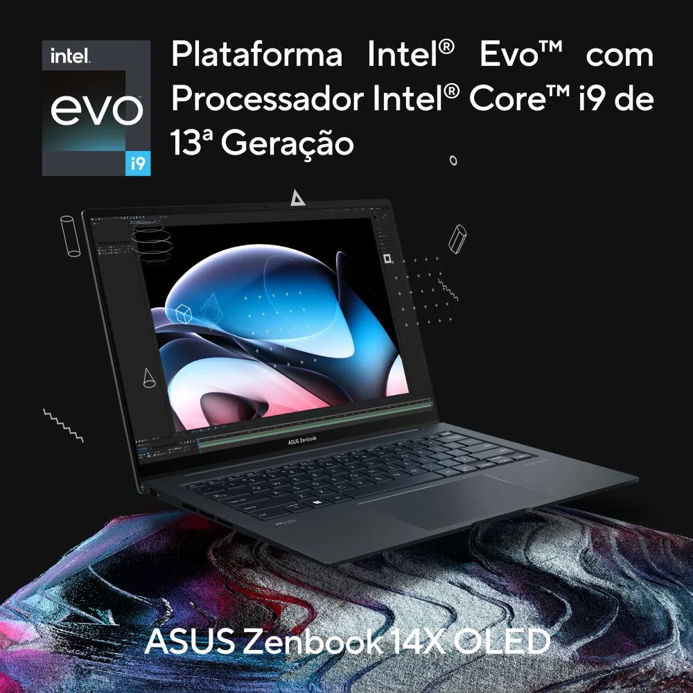 Notebook Asus Zenbook 14x Oled Ux3404va-m9295w, Intel Core i9 13900h Evo, 4.1GHZ, 16GB RAM, 1TB SSD, Intel Iris Xe, Windows 11 Home, Cinza Notebook Asus Zenbook 14x Oled Ux3404va-m9295w, Intel Core i9 13900h Evo, 4.1GHZ, 16GB RAM, 1TB SSD, Intel Iris Xe, Windows 11 Home, Cinza