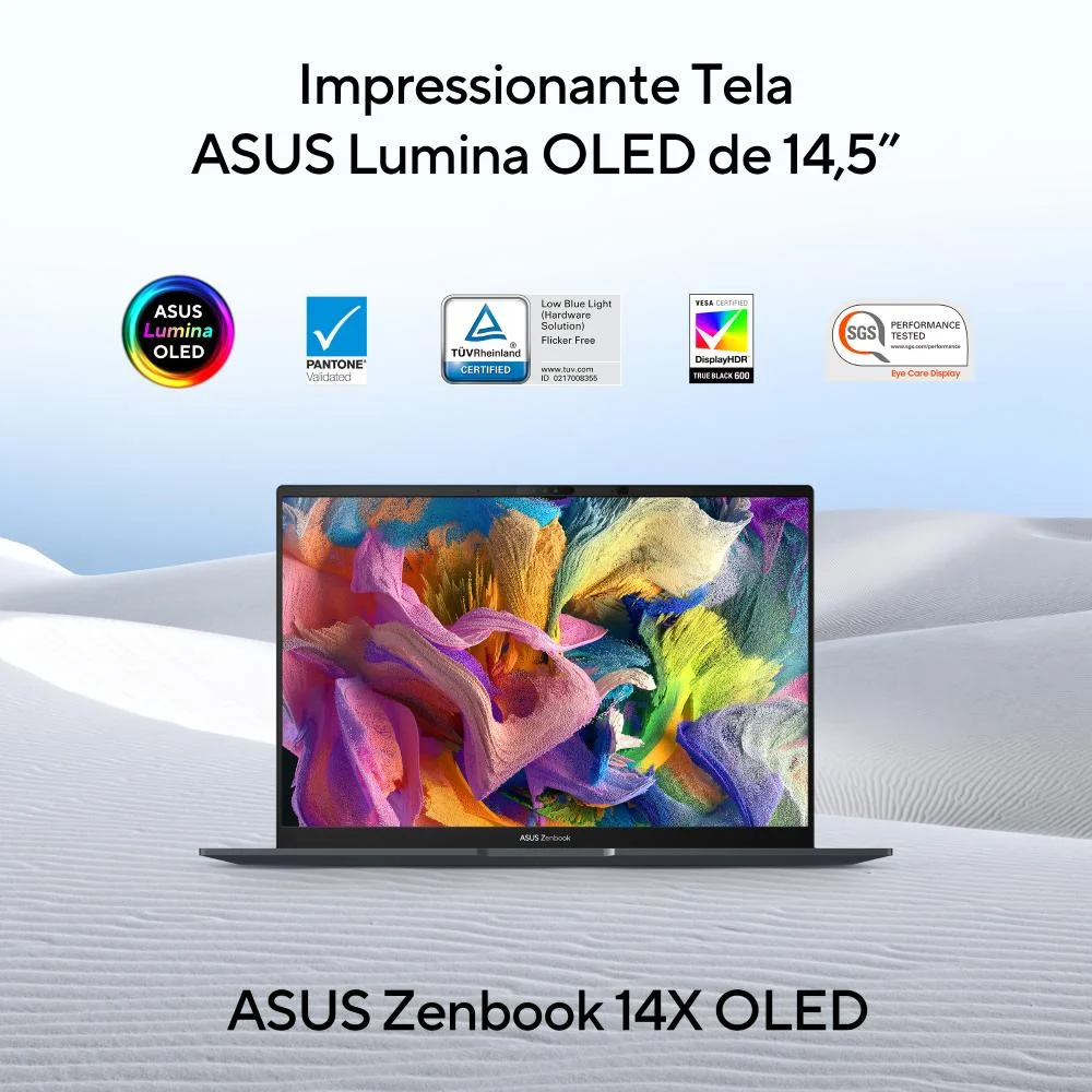 Notebook Asus Zenbook 14x Oled Ux3404va-m9295w, Intel Core i9 13900h Evo, 4.1GHZ, 16GB RAM, 1TB SSD, Intel Iris Xe, Windows 11 Home, Cinza Notebook Asus Zenbook 14x Oled Ux3404va-m9295w, Intel Core i9 13900h Evo, 4.1GHZ, 16GB RAM, 1TB SSD, Intel Iris Xe, Windows 11 Home, Cinza