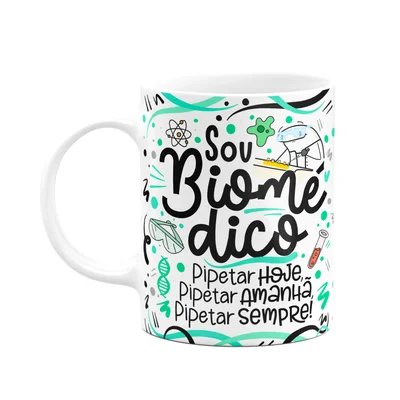 Caneca Flork Profissões, Sou Biomédico - Branca